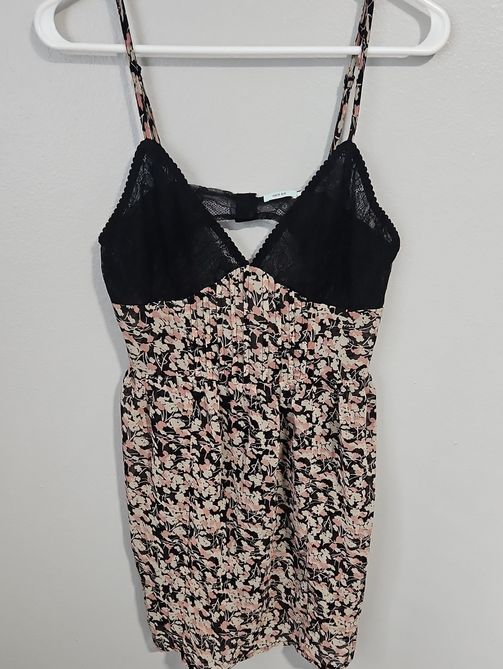 Kimchi Blue Black Lace Slip Dress with Floral Accents